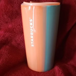 💜Starbucks Peach and Turquoise cermaic Tumbler